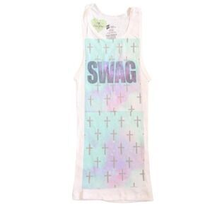 swag cross graphic tank rainbow galaxy y2k baby tee size XS